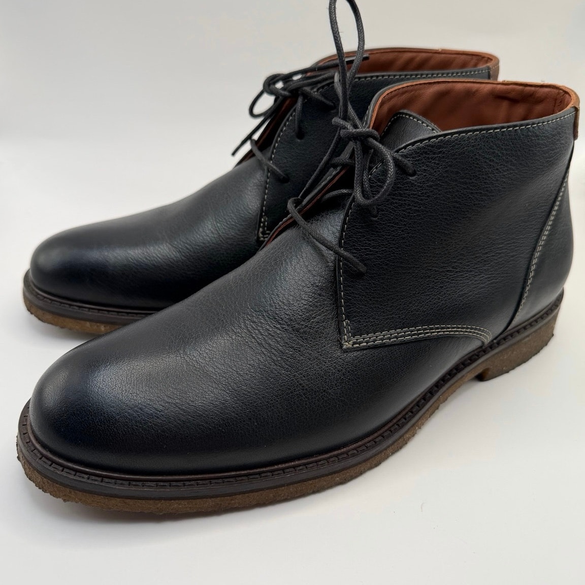 Johnston & Murphy Mens J21 Chukka Boots Black Leather Crepe Sole Size 9m